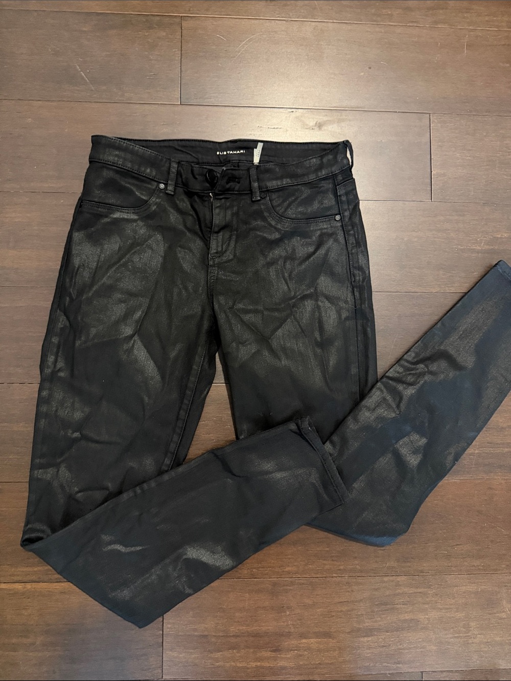 Elie Tahari Coated Black Women's Skinny Jeans